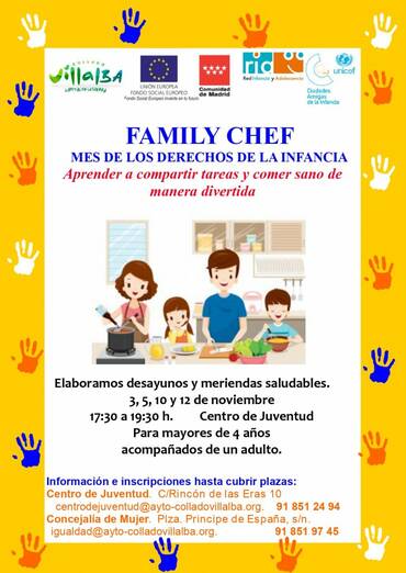 Llega a Collado Villalba ‘Family Chef’, un taller infantil para aprender a compartir tareas y comer de forma saludable Cartel Family Chef 1