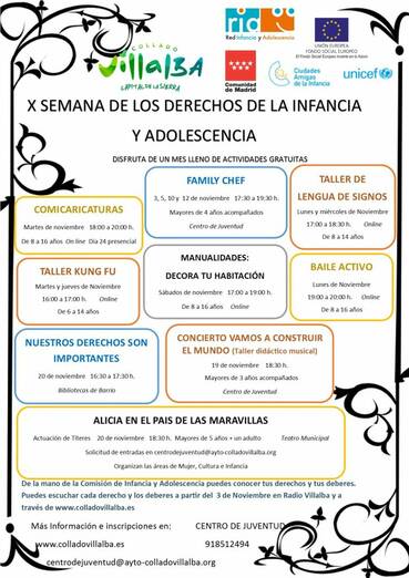 Collado Villalba celebra la X Semana de los Derechos de la Infancia con talleres y actividades Cartel X Semana Derechos Infancia