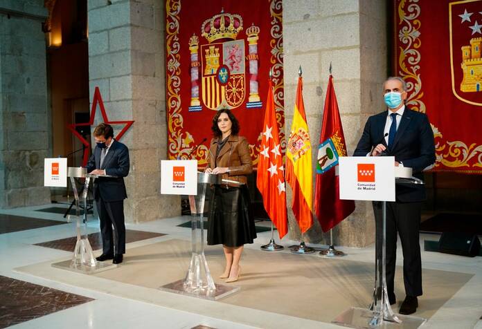 Isabel Díaz Ayuso, José Luis Martínez-Almeida y Enrique Ruiz Escudero