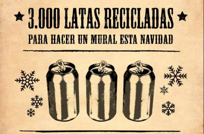 Latas alumnos Fuenlabrada mural navideño