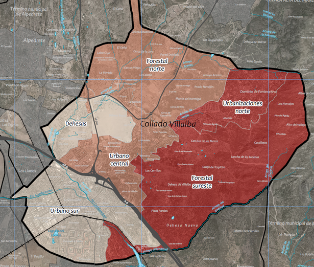 Collado Villalba diseña el Plan de Actuación Municipal Ante Incendios Forestales mapa plan contra incendios 2
