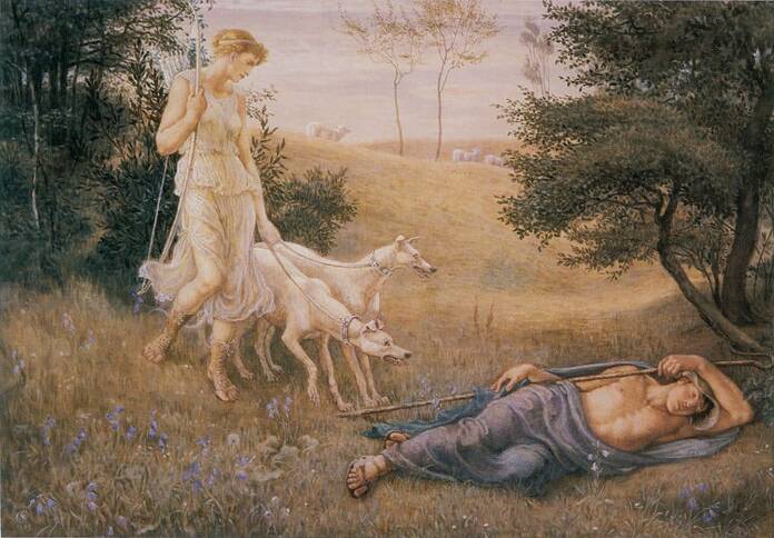 La historia de amor tras las misteriosas flechas de la Gran Vía Diana and Endymion Walter Crane
