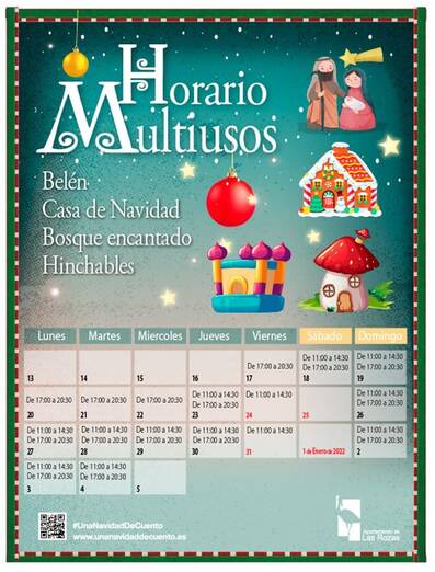 Muchísimas actividades navideñas en Las Rozas cartel horarios Multiusos