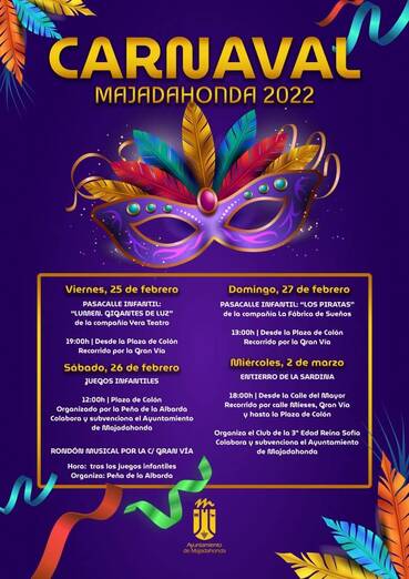 Majadahonda vuelve a celebrar las fiestas de Carnaval Carnaval 2022 Cartel Oficial2