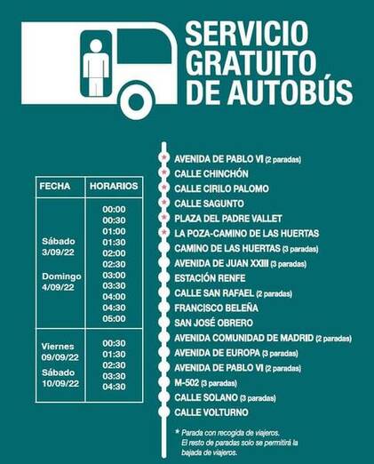 Autobuses nocturnos gratis en las fiestas de Pozuelo Itinerario bus